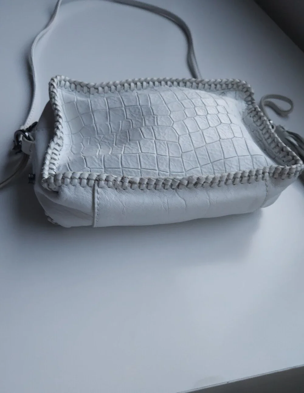 New Botkier White Croc Embossed Leather Petite Crossbody Bag
